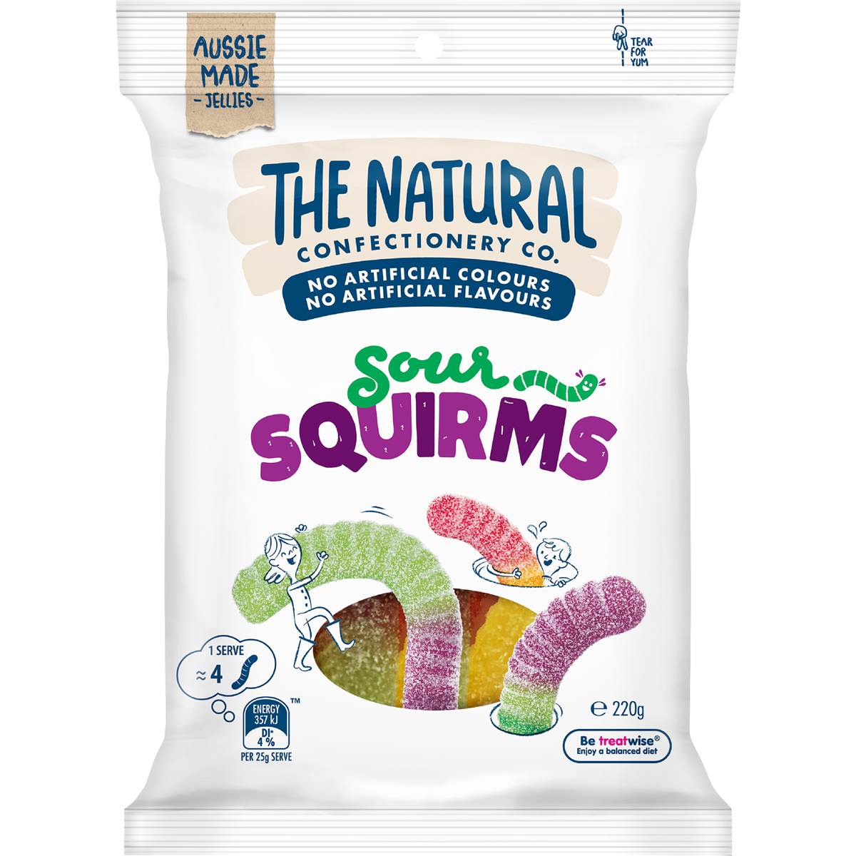 Sour Squirms Lollies | 220g | The Natural Confectionery Co. | YG-111672-MC-977066