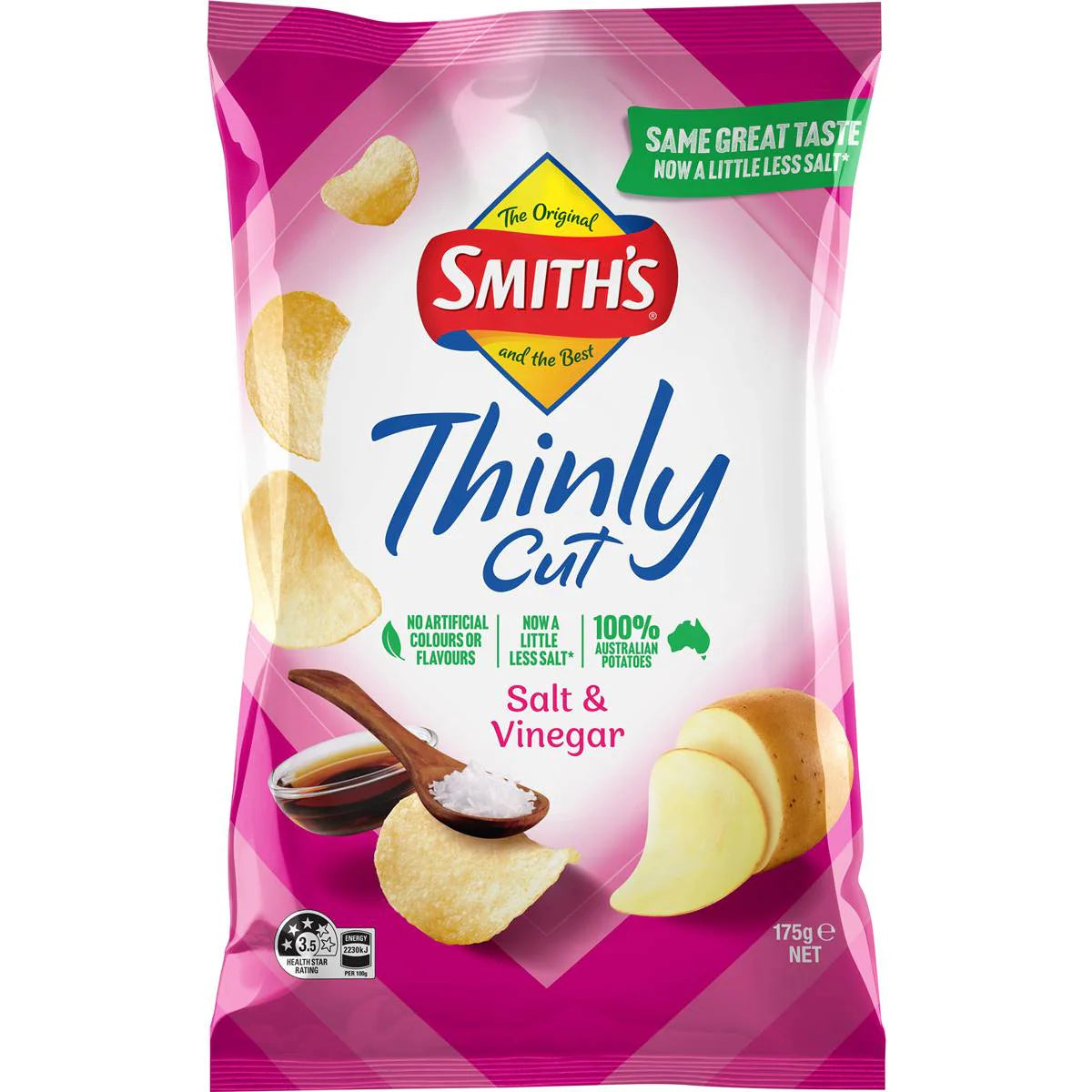 Thinly Cut Potato Chips Share Pack Salt & Vinegar | 175g | Smith's | YG-010277-MC-976779