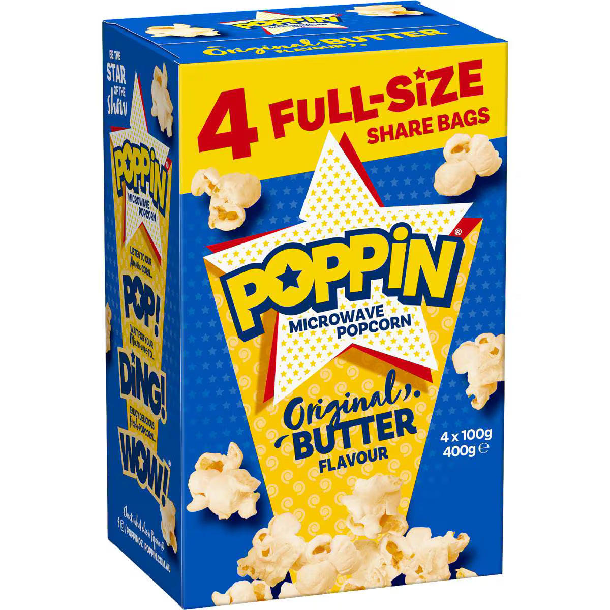 Microwave Popcorn Butter Flavour | 100g x 4 Pack | Poppin | YG-010364-MC-976662