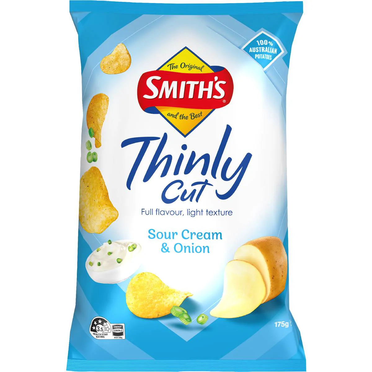 Thinly Cut Potato Chips Share Pack Sour Cream & Onion | 175g | Smith's | YG-010510-WW-160201