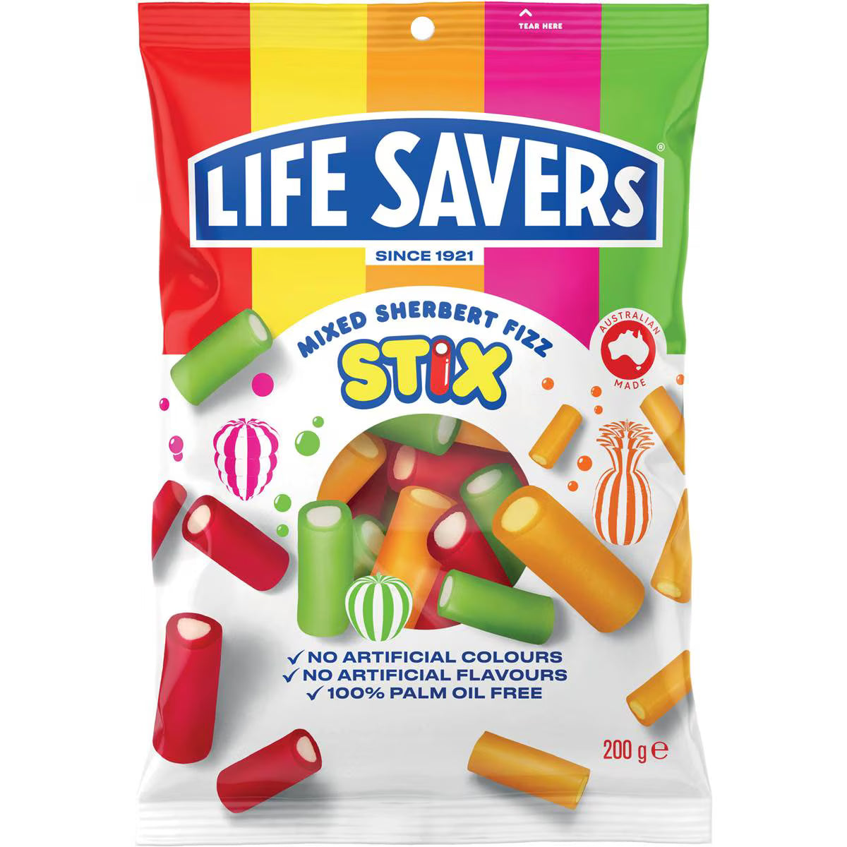 Mixed Sherbert Fizz Stix | 200g | Life Savers | YG-112602-MC-977106