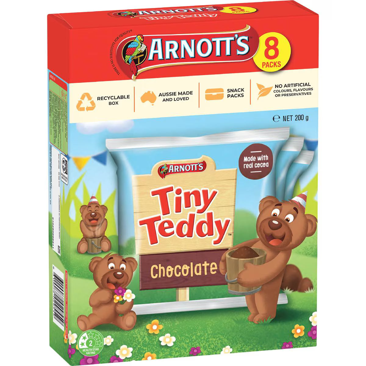 Tiny Teddy Chocolate Biscuits | 8 Pack | Arnott's | YG-112644-MC-977475