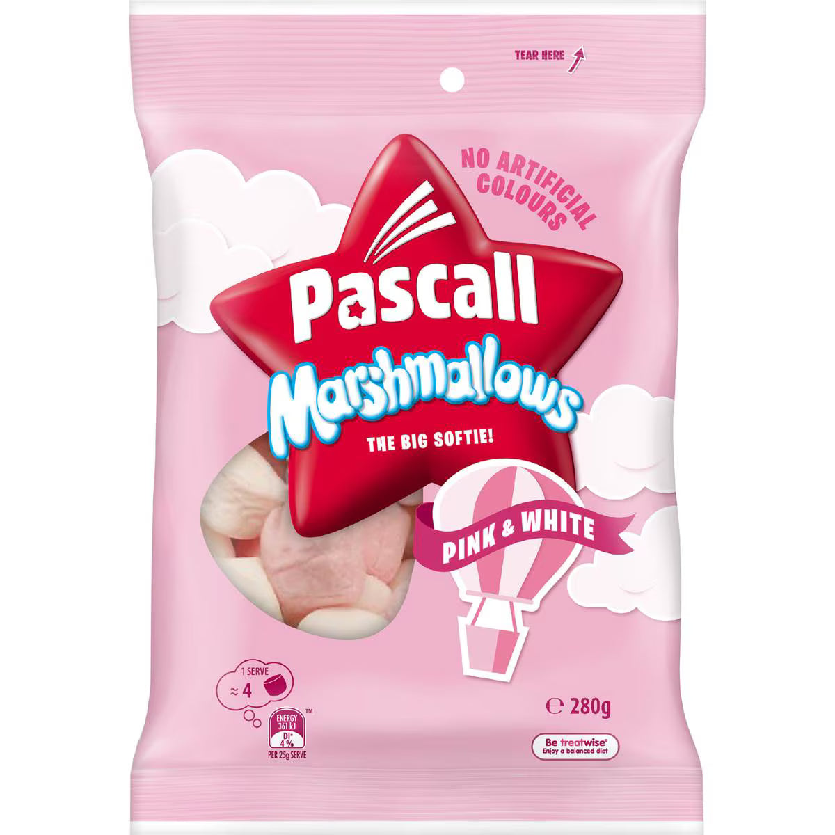 Marshmallows Pink & White White Lollies | 280g | Pascall | YG-111651-MC-152182