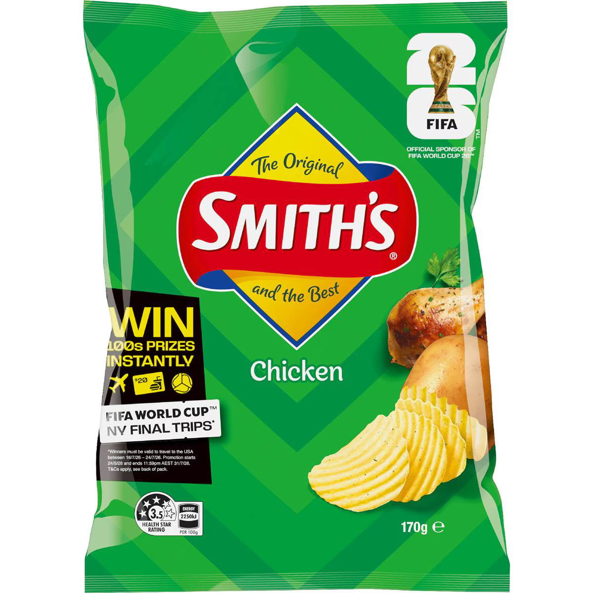 Crinkle Cut Potato Chips Chicken | 170g | Smith's | YG-111607-MC-976805