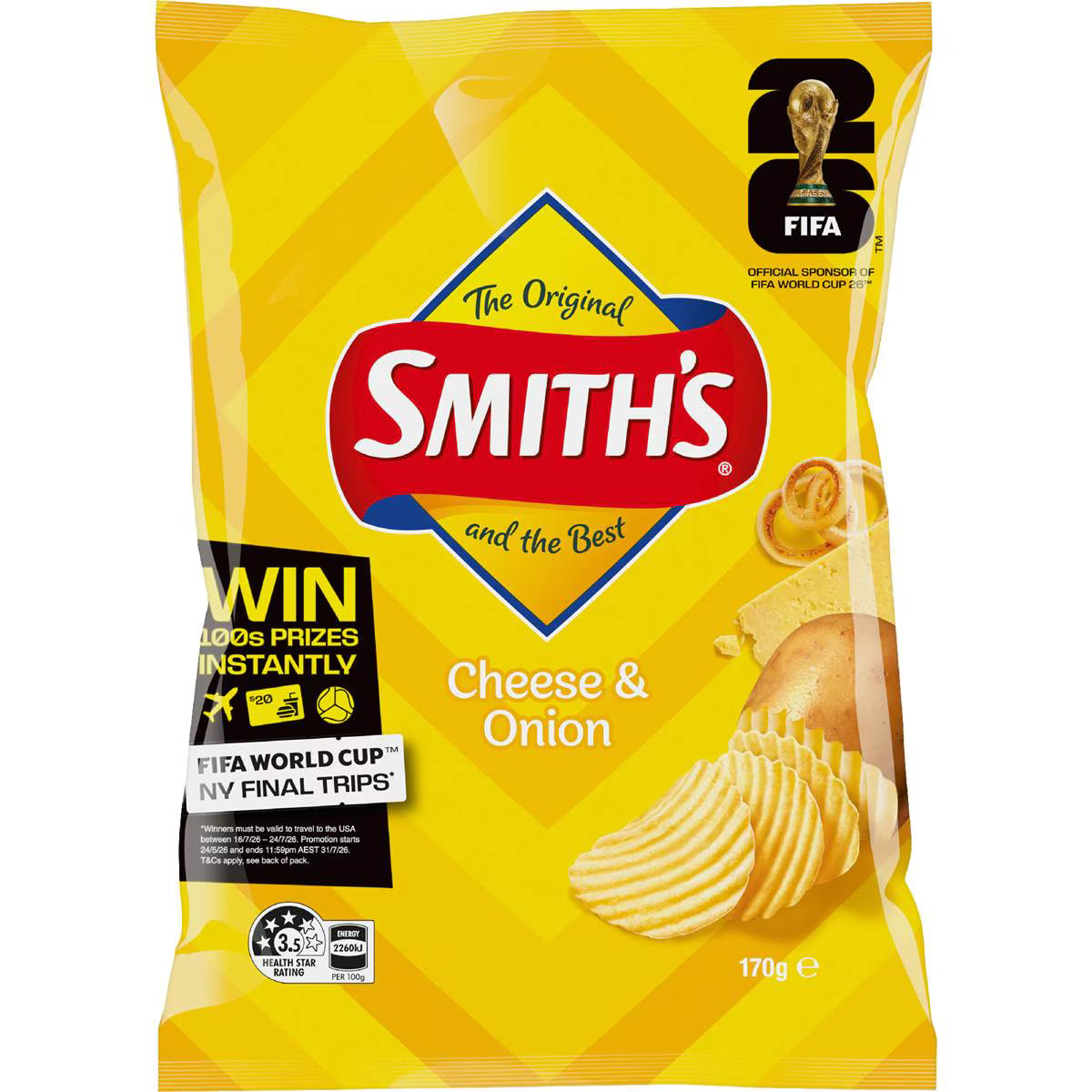 Crinkle Cut Potato Chips Cheese & Onion | 170g | Smith's | YG-112538-MC-976804