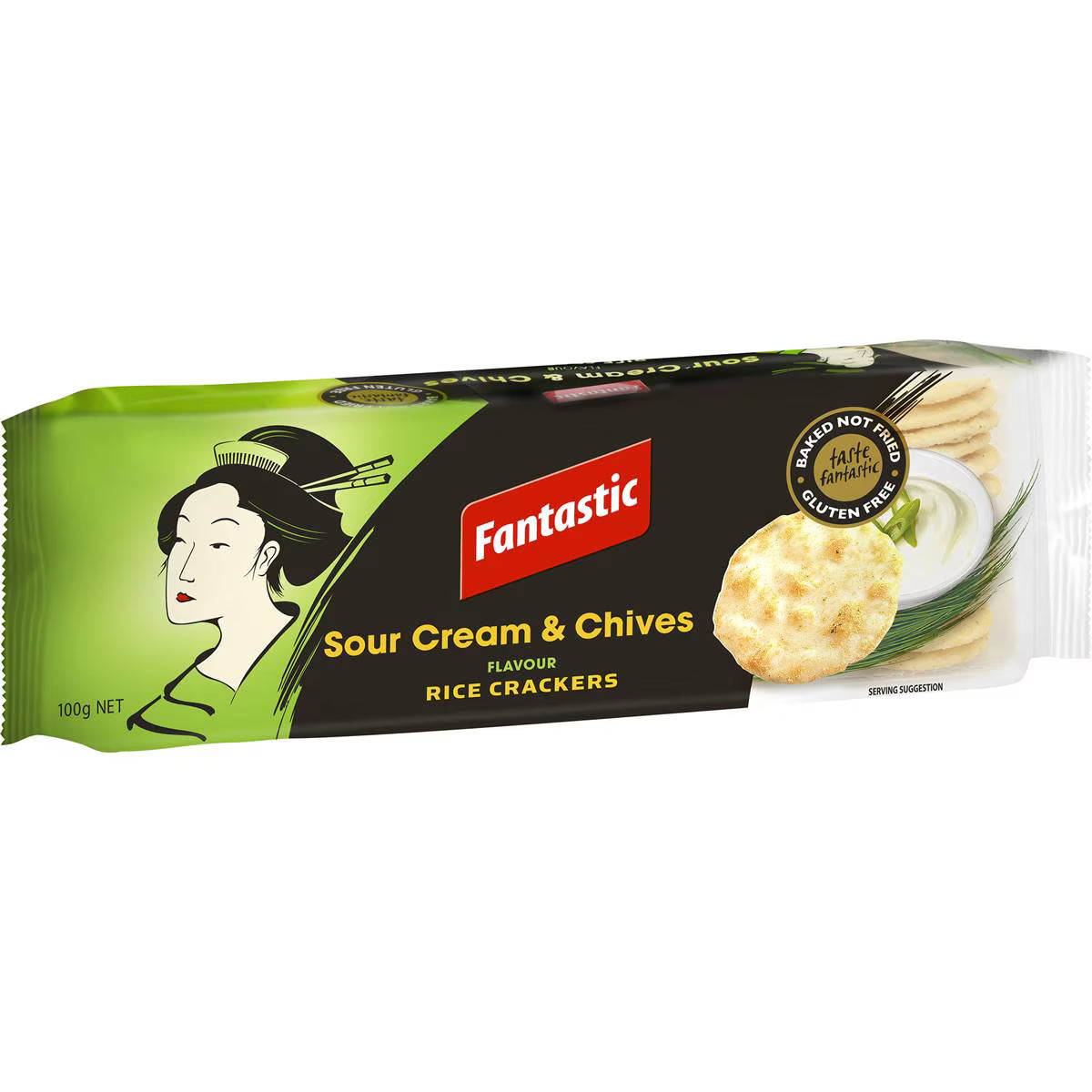 Rice Crackers Sour Cream & Chives Flavour | 100g | Fantastic | YG-111721-MC-977375