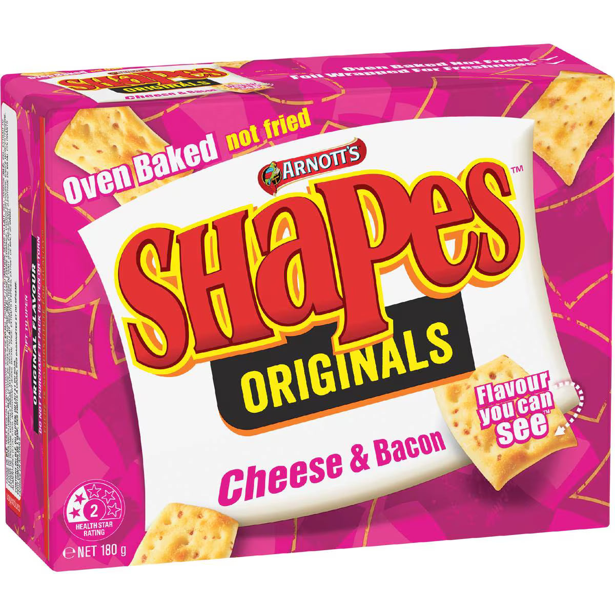 Shapes Cheese & Bacon Cracker Biscuits | 180g | Arnott's | YG-007183-MC-977395