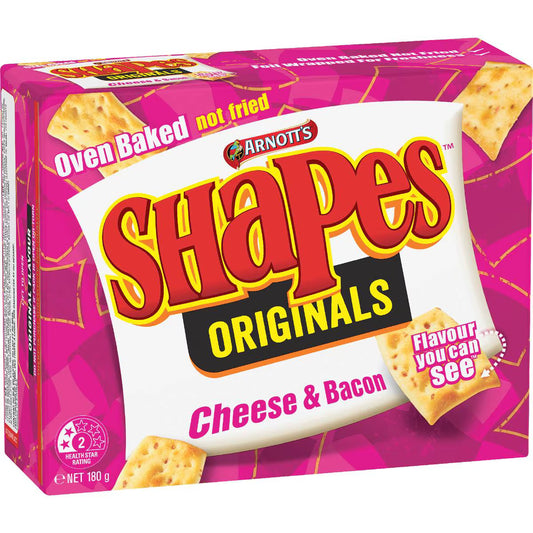 Shapes Cheese & Bacon Cracker Biscuits | 180g | Arnott's | YG-007183-MC-977395