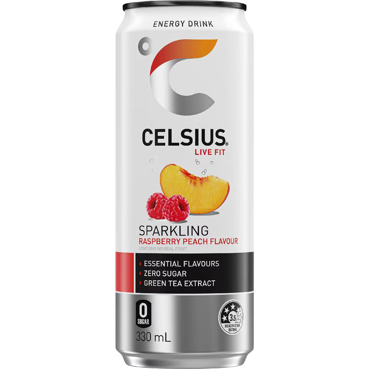 Live Fit Sparkling Energy Drink Raspberry Peach Can | 330ml | Celsius | YG-112430-MC-975458