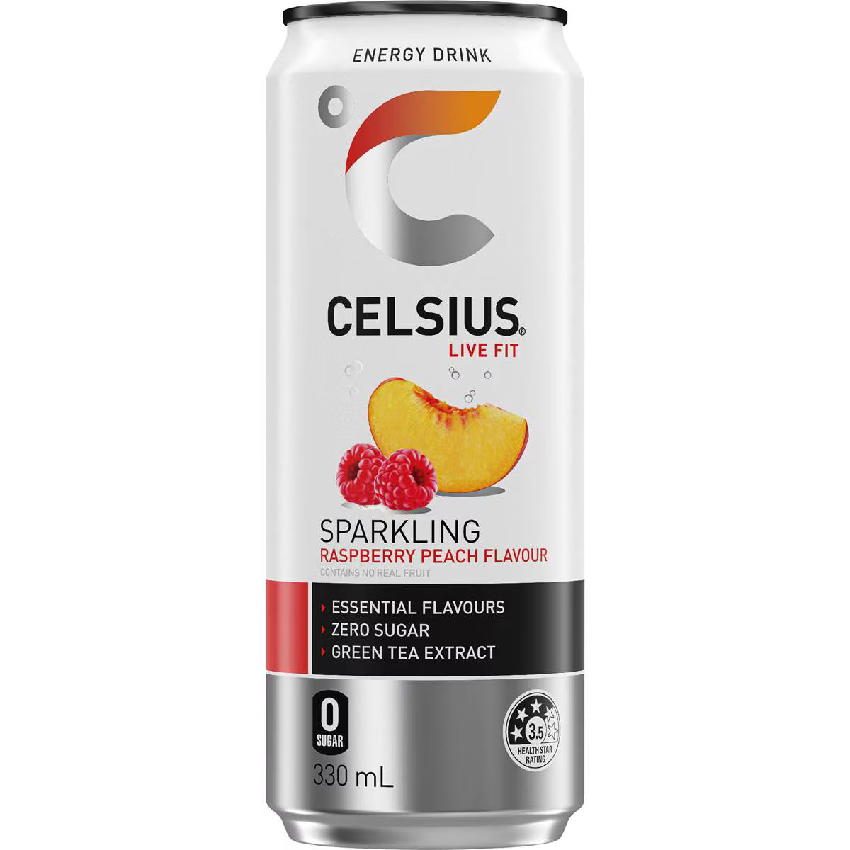 Live Fit Sparkling Energy Drink Raspberry Peach Can | 330ml | Celsius | YG-112430-MC-975458
