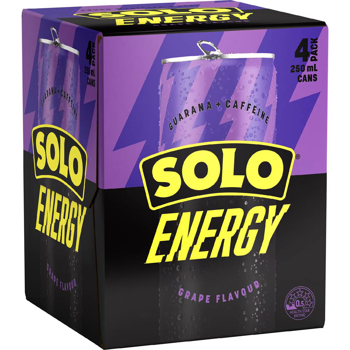 Energy Grape Flavour Cans | 250ml x 4 Pack | Solo | YG-111457-MC-975454