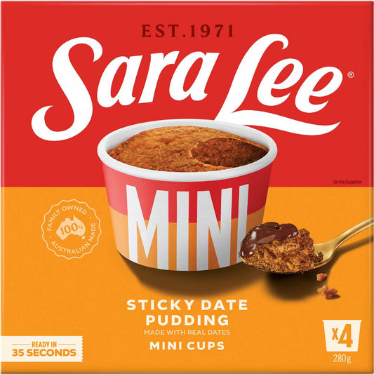 Mini Cups Sticky Date Pudding | 4 Pack | Sara Lee | YG-112267-MC-980376