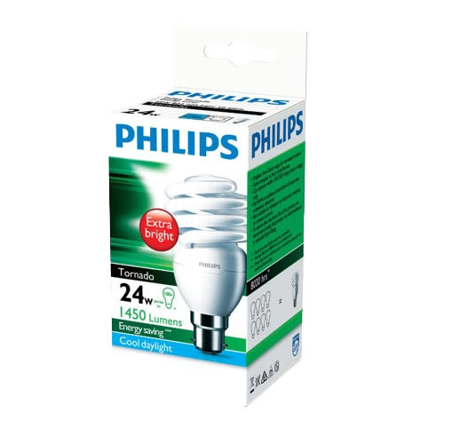Philips Spiral Tornado Globe Cool Daylight 24W Bayonet