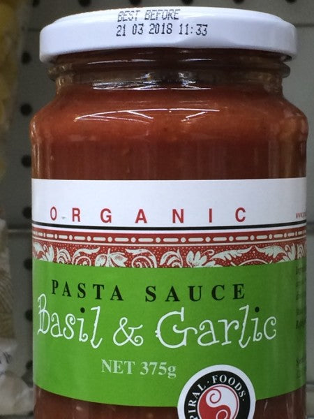 Organic Pasta Sauce Basil & Garlic