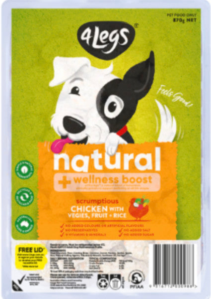 4 Legs Chicken with Veggies  fruit + rice