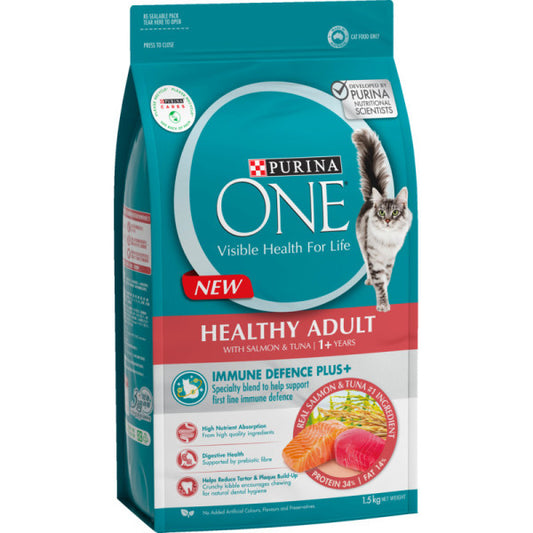 Purina One Adult Pet Food Dry Healthy Salmon & Tuna 1.5kg