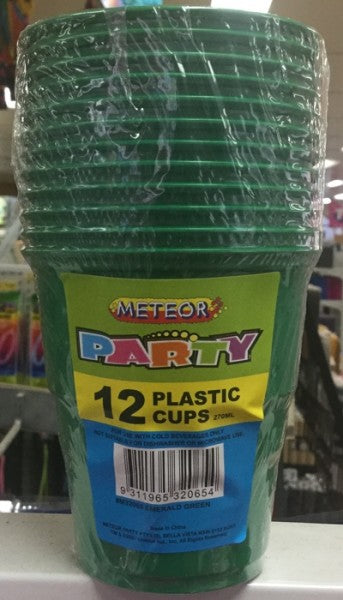 Plastic Cups Emerald Green 270ml