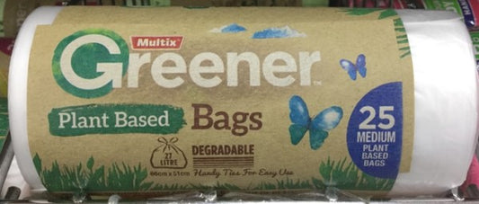 Greener Plant Based Handy Tie Bin Bags Medium 27L 66x51cm