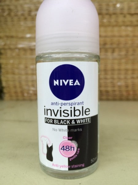 Women's Invisible Black & White Clear Roll On Deodorant 