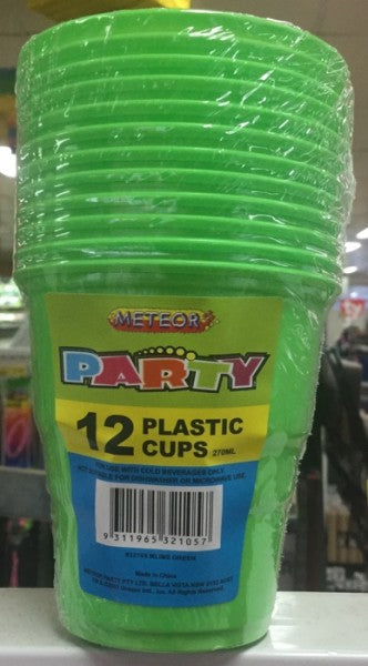 Plastic Cups Lime Green 270ml