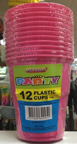Plastic Cups Hot Pink 270ml