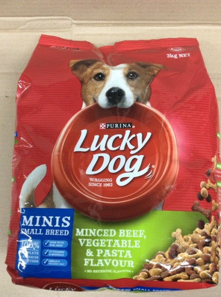 Lucky Dog Dry Food Minis Small Breed Minced Beef  Vegetable & Pasta Flavour