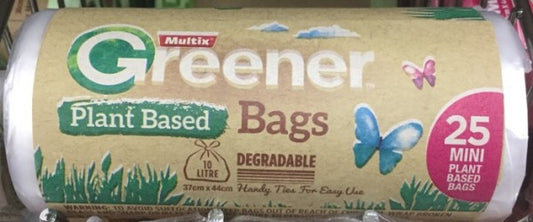 Greener Plant Based Handy Tie Bin Bags Mini 10L 37x44cm